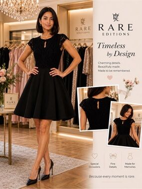 Rare Editions Black Lace Fit & Flare Mini Dress
